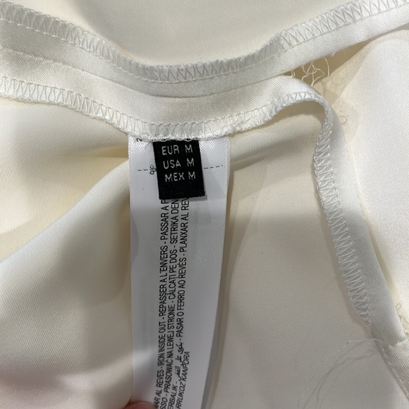 Massimo Dutti Studio tuxedo style silky oversized button up dress cream/black M - Picture 9 of 14